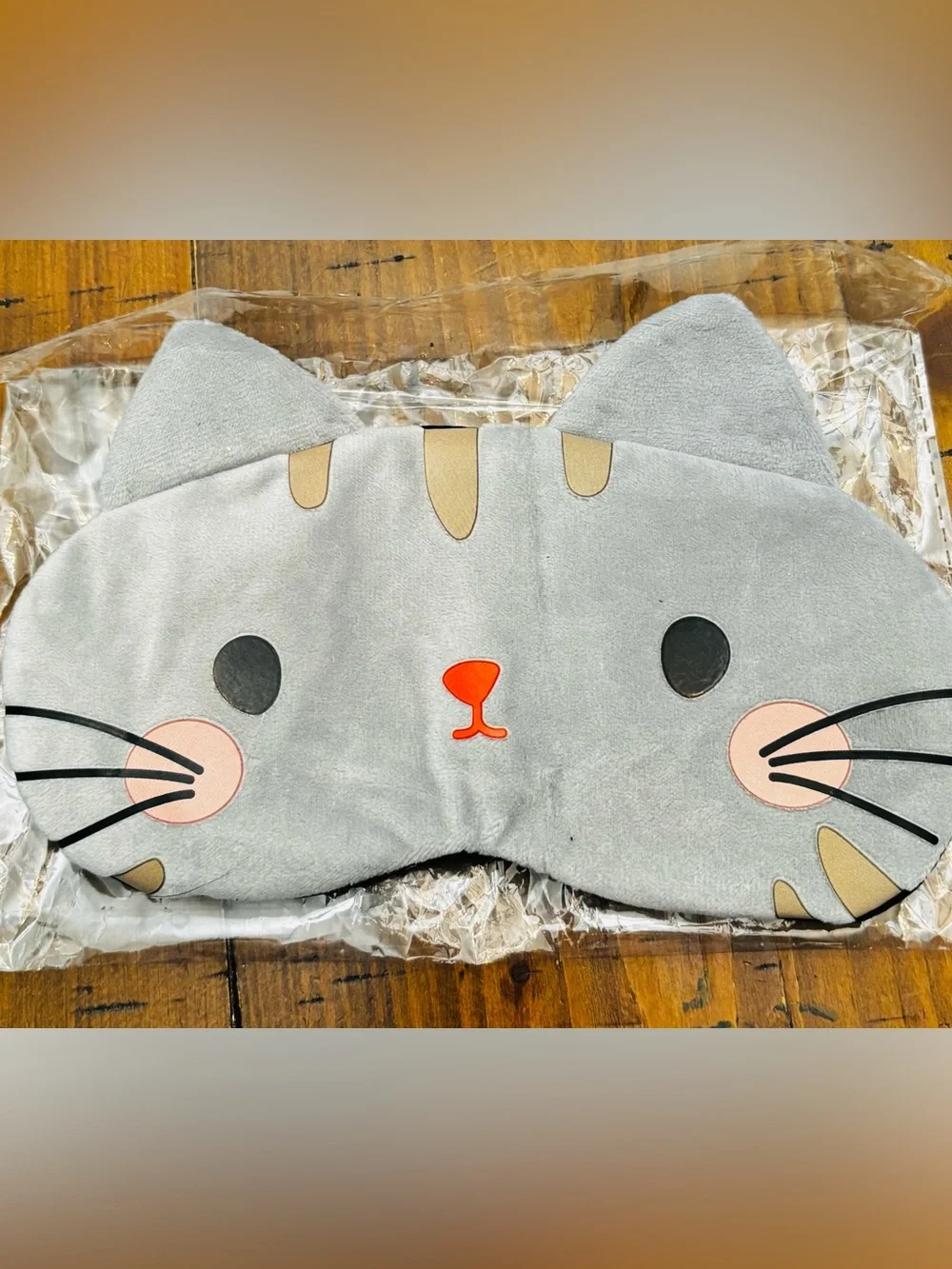 Gray Cat Eye Mask with Cute Face